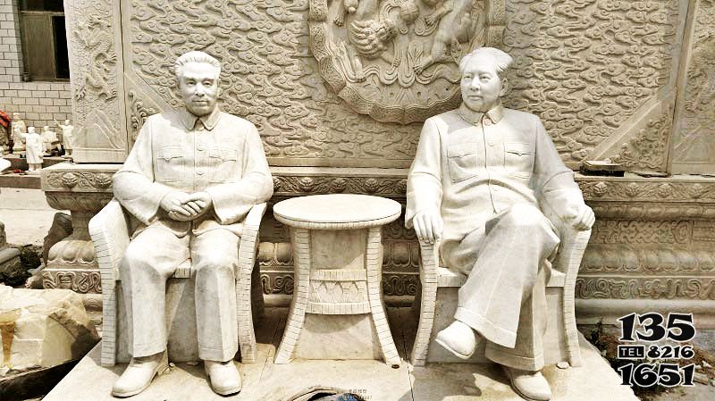 毛澤東雕塑-庭院大理石石雕周恩來與毛澤東雕塑 毛澤東雕塑-庭院大理石石雕周恩來與毛澤東雕塑高清圖片