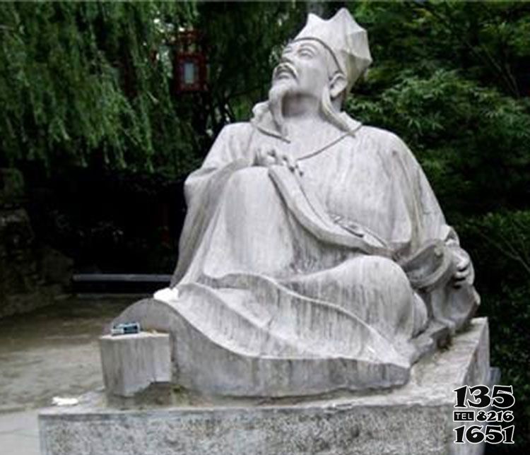 歐陽修雕塑-花園城市廣場漢白玉北宋歐陽修石雕 歐陽修雕塑-花園城市廣場漢白玉北宋歐陽修石雕高清圖片