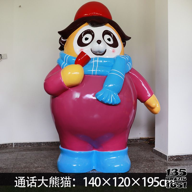 熊貓雕塑-商場擺放彩繪通話玻璃鋼熊貓雕塑 熊貓雕塑-商場擺放彩繪通話玻璃鋼熊貓雕塑高清圖片