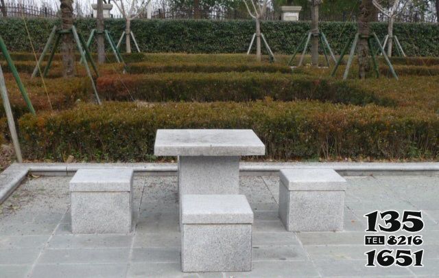 桌椅雕塑-公園戶外仿簡約大理石方桌凳 桌椅雕塑-公園戶外仿簡約大理石方桌凳高清圖片