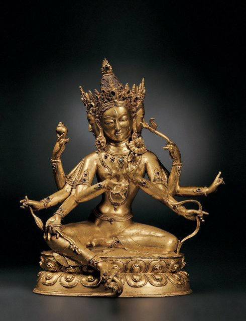 佛母雕塑-寺廟銅雕噴金長壽三尊之尊勝佛母雕塑 佛母雕塑-寺廟銅雕噴金長壽三尊之尊勝佛母雕塑高清圖片