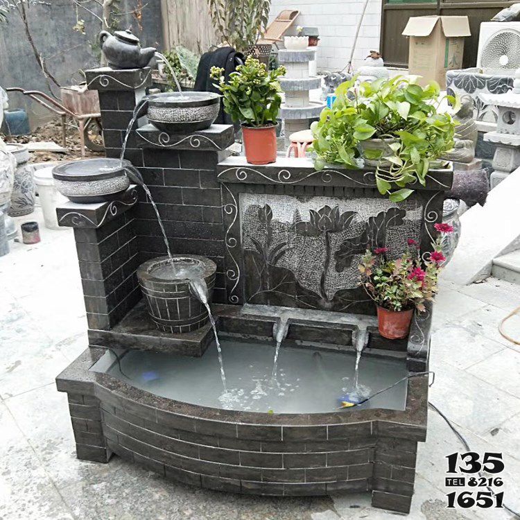 花盆雕塑-青石石雕噴漆庭院創意景觀擺件花盆雕塑 花盆雕塑-青石石雕噴漆庭院創意景觀擺件花盆雕塑高清圖片