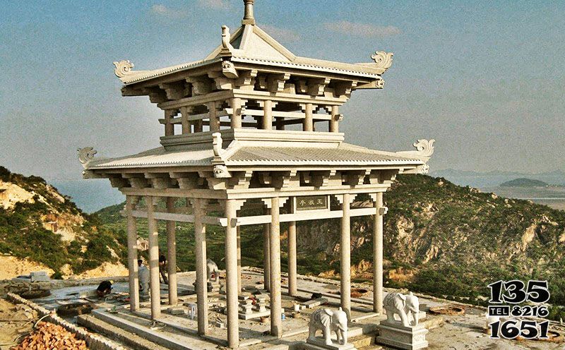 涼亭雕塑-景區山頂擺放仿古建多角大理石涼亭石雕 涼亭雕塑-景區山頂擺放仿古建多角大理石涼亭石雕高清圖片