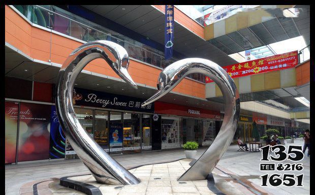 天鵝雕塑-城市創意抽象個性愛心雕塑 天鵝雕塑-城市創意抽象個性愛心雕塑高清圖片