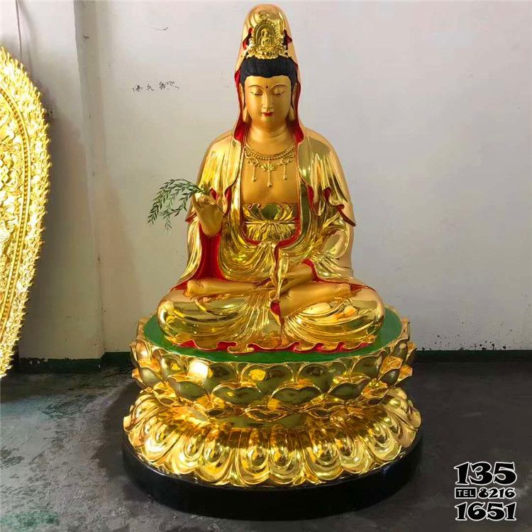 觀音雕塑-不銹鋼噴金烤漆貼金寺廟供奉觀音雕塑 觀音雕塑-不銹鋼噴金烤漆貼金寺廟供奉觀音雕塑高清圖片