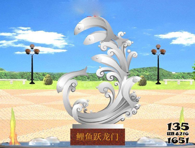 鯉魚雕塑-廣場擺放的鯉魚躍龍門玻璃鋼創(chuàng)意鯉魚雕塑