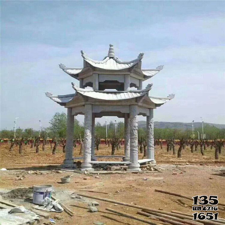 涼亭雕塑-景區(qū)園林戶外擺放雙層六角涼亭雕塑 涼亭雕塑-景區(qū)園林戶外擺放雙層六角涼亭雕塑高清圖片