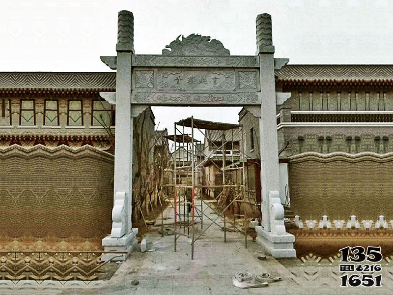 牌坊雕塑-古鎮(zhèn)村莊單門(mén)簡(jiǎn)易石牌坊 牌坊雕塑-古鎮(zhèn)村莊單門(mén)簡(jiǎn)易石牌坊高清圖片