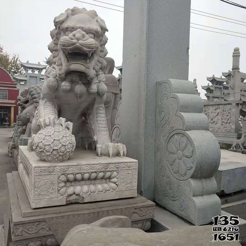 獅子雕塑-庭院大理石石雕大型獅子雕塑 獅子雕塑-庭院大理石石雕大型獅子雕塑高清圖片