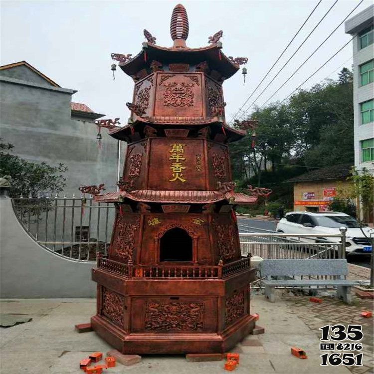 香爐雕塑-寺院大殿前擺放鑄銅化寶焚經香爐雕塑 香爐雕塑-寺院大殿前擺放鑄銅化寶焚經香爐雕塑高清圖片