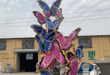蝴蝶雕塑-玻璃鋼室外彩繪蝴蝶雕塑