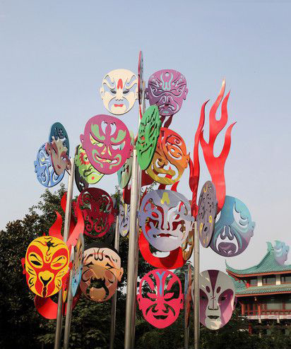 臉部雕塑-公園創意彩繪玻璃鋼剪影臉譜雕塑 臉部雕塑-公園創意彩繪玻璃鋼剪影臉譜雕塑高清圖片