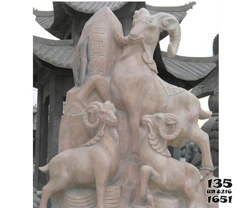 三羊開泰雕塑-庭院園林晚霞紅石雕母子羊三羊開泰雕塑 三羊開泰雕塑-庭院園林晚霞紅石雕母子羊三羊開泰雕塑高清圖片