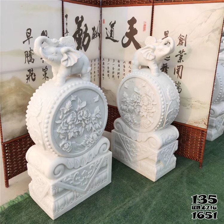 抱鼓石門墩雕塑-抱鼓石一對漢白玉別墅庭院門口仿古小象門墩擺件 抱鼓石門墩雕塑-抱鼓石一對漢白玉別墅庭院門口仿古小象門墩擺件高清圖片