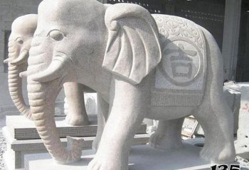 祝福如意，漢白玉石雕大象引領(lǐng)門口祥和