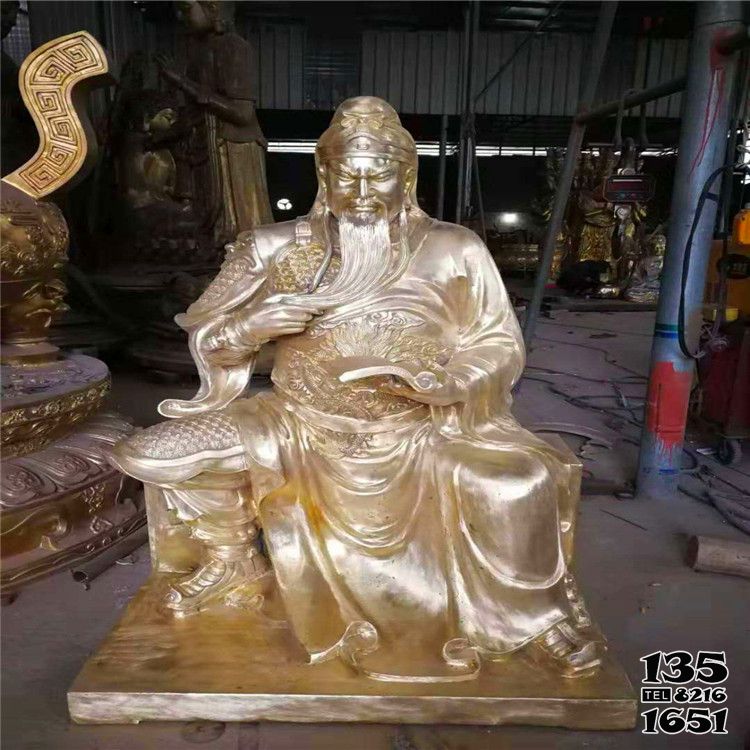 關公雕塑-不銹鋼噴金烤漆看書的關公雕塑 關公雕塑-不銹鋼噴金烤漆看書的關公雕塑