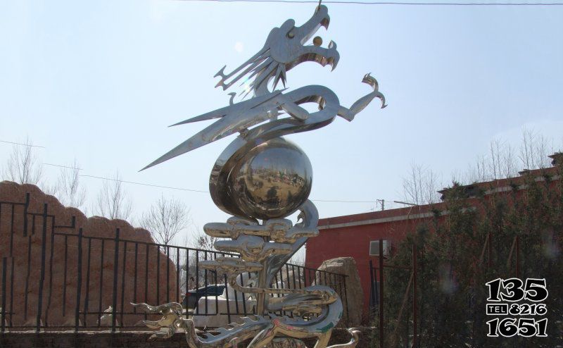 龍雕塑-城市創意不銹鋼鏡面飛龍雕塑 龍雕塑-城市創意不銹鋼鏡面飛龍雕塑高清圖片