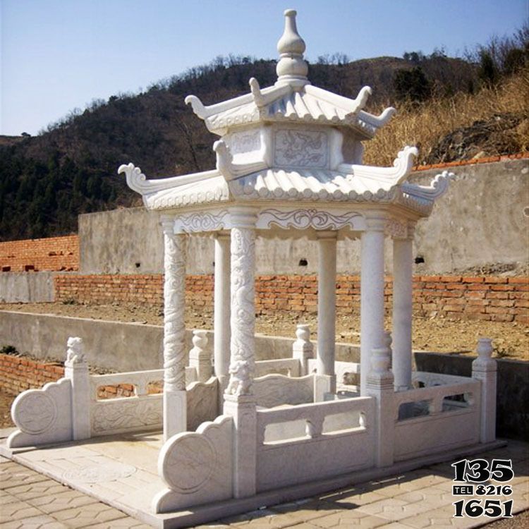涼亭雕塑-園林景區擺放漢白玉雙層頂小型涼亭雕塑 涼亭雕塑-園林景區擺放漢白玉雙層頂小型涼亭雕塑高清圖片