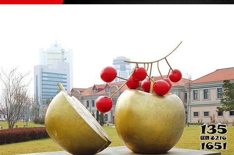蘋果雕塑-公園不銹鋼蘋果櫻桃雕塑 蘋果雕塑-公園不銹鋼蘋果櫻桃雕塑高清圖片