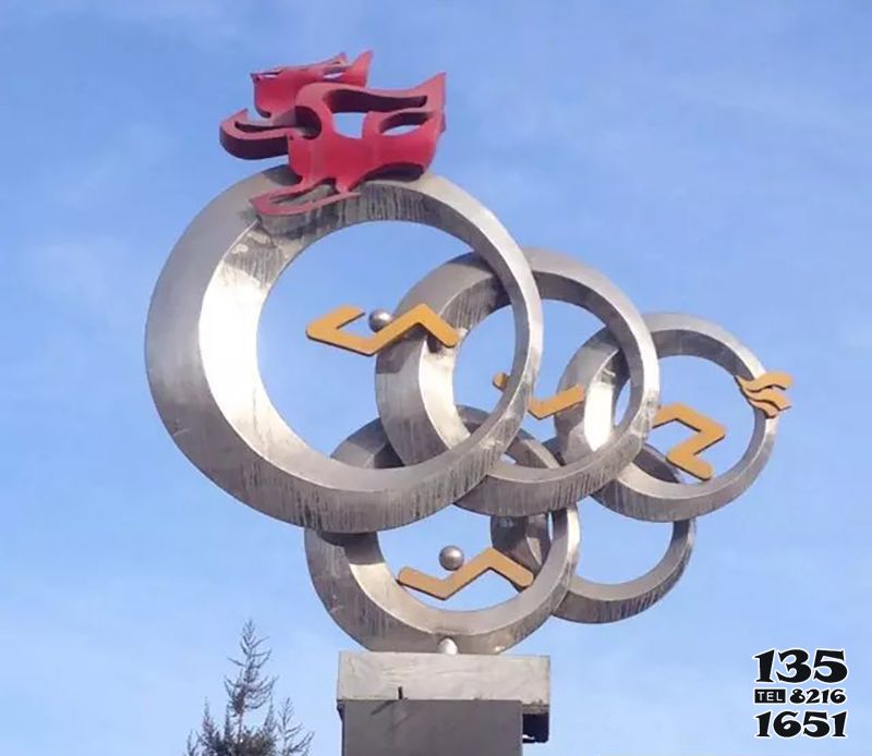 五環(huán)雕塑-公園創(chuàng)意不銹鋼競技五環(huán)雕塑 五環(huán)雕塑-公園創(chuàng)意不銹鋼競技五環(huán)雕塑高清圖片