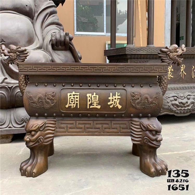 香爐雕塑-陳皇廟擺放鑄銅平口鼎上香燒紙香爐雕塑 香爐雕塑-陳皇廟擺放鑄銅平口鼎上香燒紙香爐雕塑高清圖片