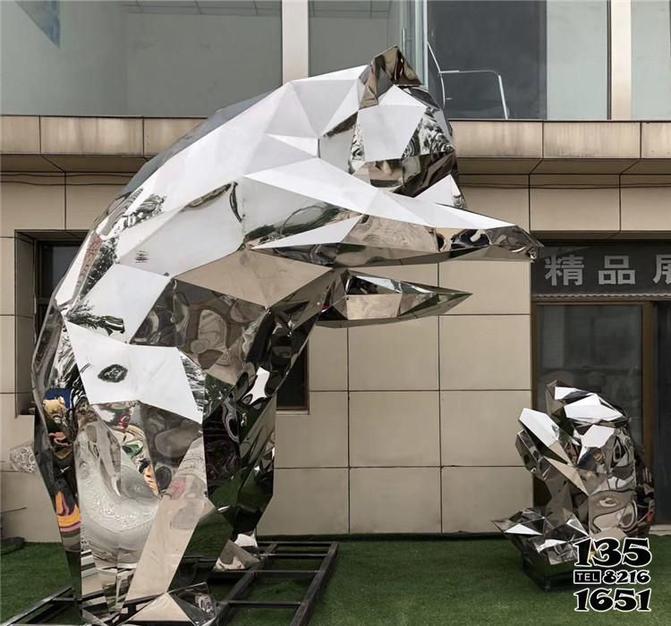 熊雕塑-大型商場門口熊母子幾何鏡面不銹鋼熊雕塑 熊雕塑-大型商場門口熊母子幾何鏡面不銹鋼熊雕塑高清圖片