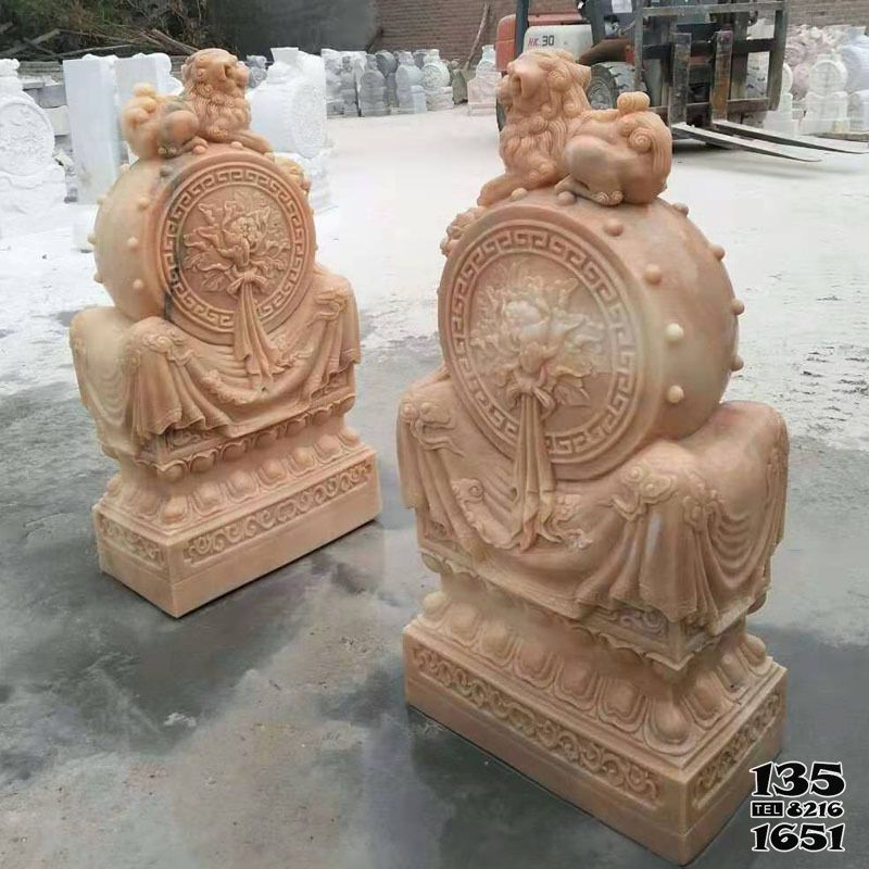 抱鼓石門墩雕塑-晚霞紅門墩家用抱鼓石中式庭院門口門墩石擺件石鼓一對 抱鼓石門墩雕塑-晚霞紅門墩家用抱鼓石中式庭院門口門墩石擺件石鼓一對高清圖片