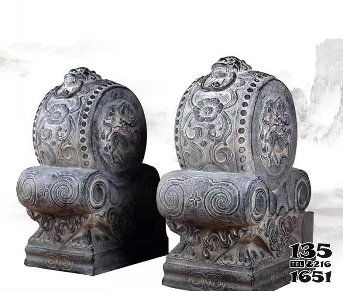 抱鼓石門墩雕塑-園林做舊抱鼓石鎮宅石門墩雕塑 抱鼓石門墩雕塑-園林做舊抱鼓石鎮宅石門墩雕塑高清圖片