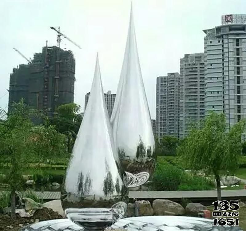 鵝卵石雕塑-景區花園抽象不銹鋼見面水滴雕塑 鵝卵石雕塑-景區花園抽象不銹鋼見面水滴雕塑