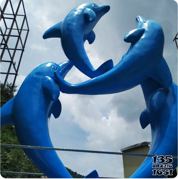 海豚雕塑-戶外大型藍色玻璃鋼海豚雕塑 海豚雕塑-戶外大型藍色玻璃鋼海豚雕塑高清圖片