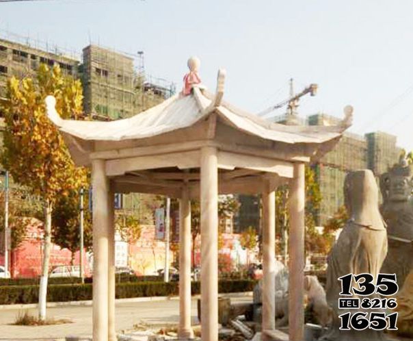 涼亭雕塑-小區公園擺放晚霞紅大理石休息涼亭座椅雕塑 涼亭雕塑-小區公園擺放晚霞紅大理石休息涼亭座椅雕塑高清圖片