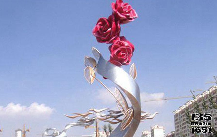 玫瑰花雕塑-城市不銹鋼抽象玫瑰花雕塑 玫瑰花雕塑-城市不銹鋼抽象玫瑰花雕塑高清圖片