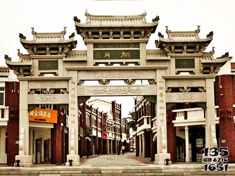 牌坊雕塑-景區(qū)街口新中式三門(mén)石牌坊 牌坊雕塑-景區(qū)街口新中式三門(mén)石牌坊高清圖片