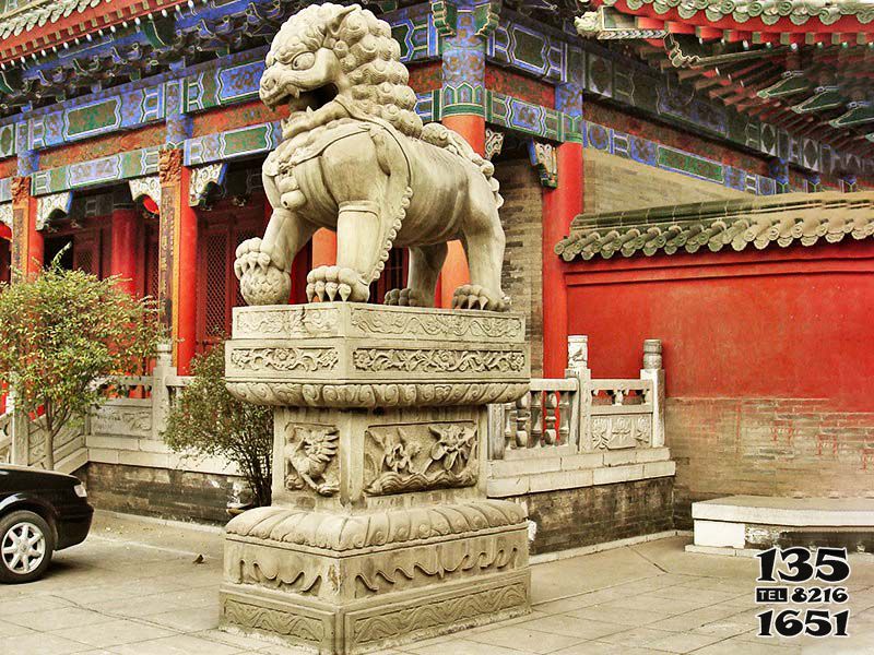 獅子雕塑-庭院寺廟黃崗巖石雕家用大型獅子雕塑 獅子雕塑-庭院寺廟黃崗巖石雕家用大型獅子雕塑高清圖片