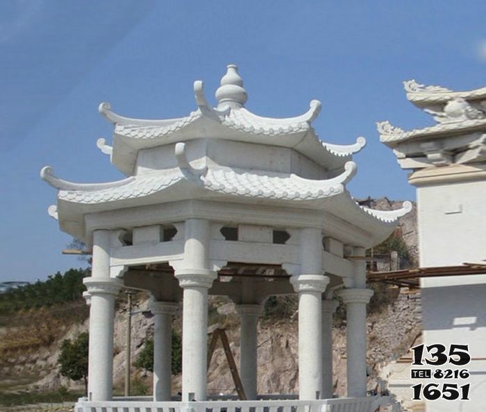 涼亭雕塑-戶外景區裝飾漢白玉雙層鏤空涼亭擺件雕塑 涼亭雕塑-戶外景區裝飾漢白玉雙層鏤空涼亭擺件雕塑高清圖片