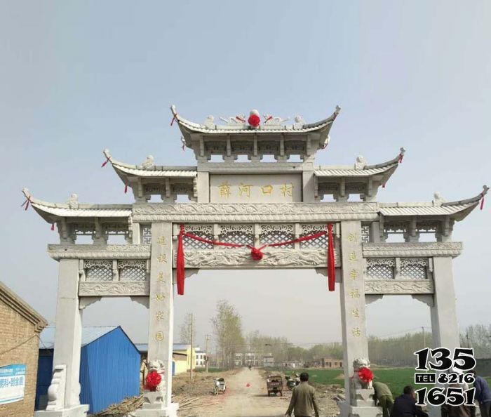 牌坊雕塑-美麗鄉村出入口三門石雕牌坊樓 牌坊雕塑-美麗鄉村出入口三門石雕牌坊樓
