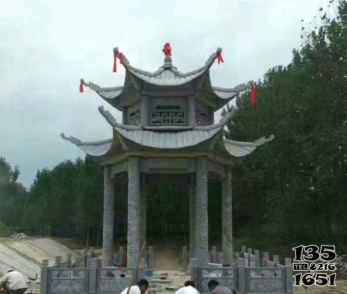 涼亭雕塑-村莊建設河道邊擺放青石雙層仿古建觀景涼亭雕塑 涼亭雕塑-村莊建設河道邊擺放青石雙層仿古建觀景涼亭雕塑高清圖片