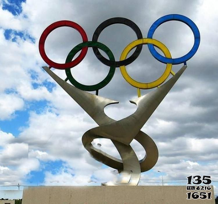五環雕塑-城市不銹鋼創意托舉的五環雕塑 五環雕塑-城市不銹鋼創意托舉的五環雕塑高清圖片