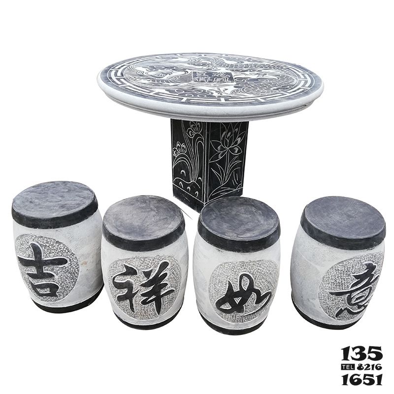 桌椅雕塑-古建中式庭院花園青石桌子圓形石桌椅擺件雕塑 桌椅雕塑-古建中式庭院花園青石桌子圓形石桌椅擺件雕塑高清圖片
