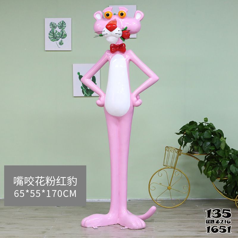 豹子雕塑-商場卡通玻璃鋼粉紅豹雕塑 豹子雕塑-商場卡通玻璃鋼粉紅豹雕塑高清圖片