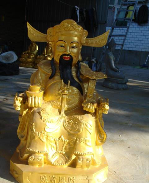 財神雕塑-坐式貼金財神銅雕喬遷招財財神雕塑 財神雕塑-坐式貼金財神銅雕喬遷招財財神雕塑高清圖片