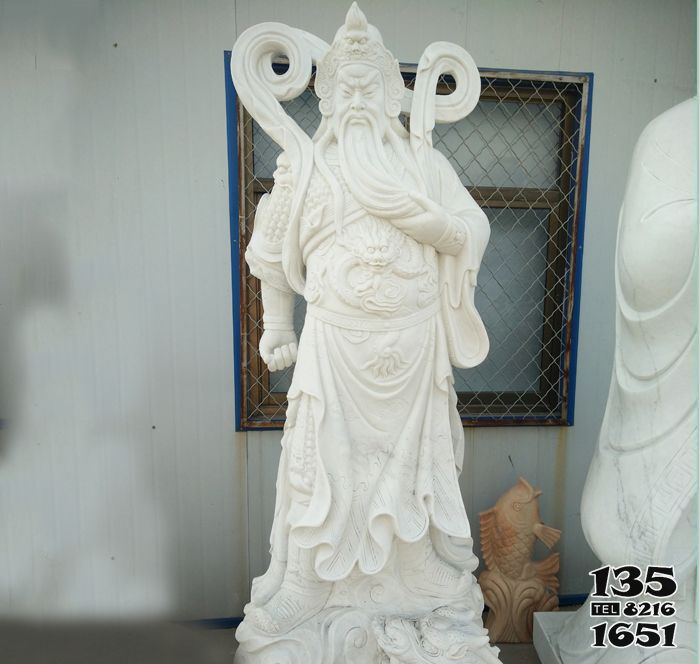 關公雕塑-漢白玉石雕佛像庭院寺廟供奉關公雕塑 關公雕塑-漢白玉石雕佛像庭院寺廟供奉關公雕塑高清圖片