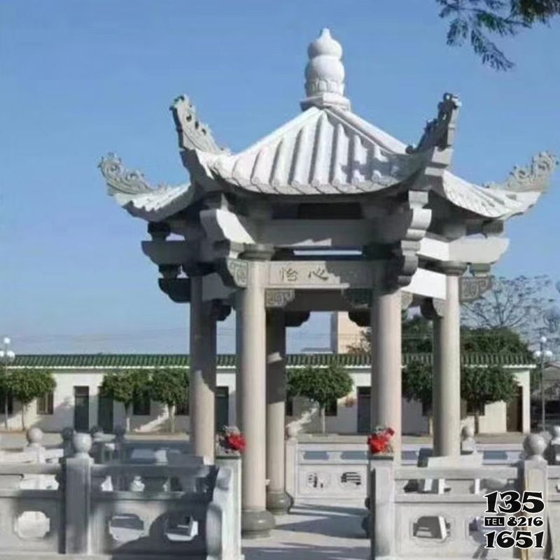 涼亭雕塑-戶外景區六角仿古建休息涼亭石雕 涼亭雕塑-戶外景區六角仿古建休息涼亭石雕高清圖片