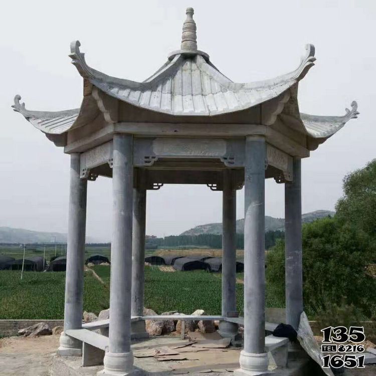 涼亭雕塑-農(nóng)村口擺放仿古建休閑青石涼亭 涼亭雕塑-農(nóng)村口擺放仿古建休閑青石涼亭高清圖片