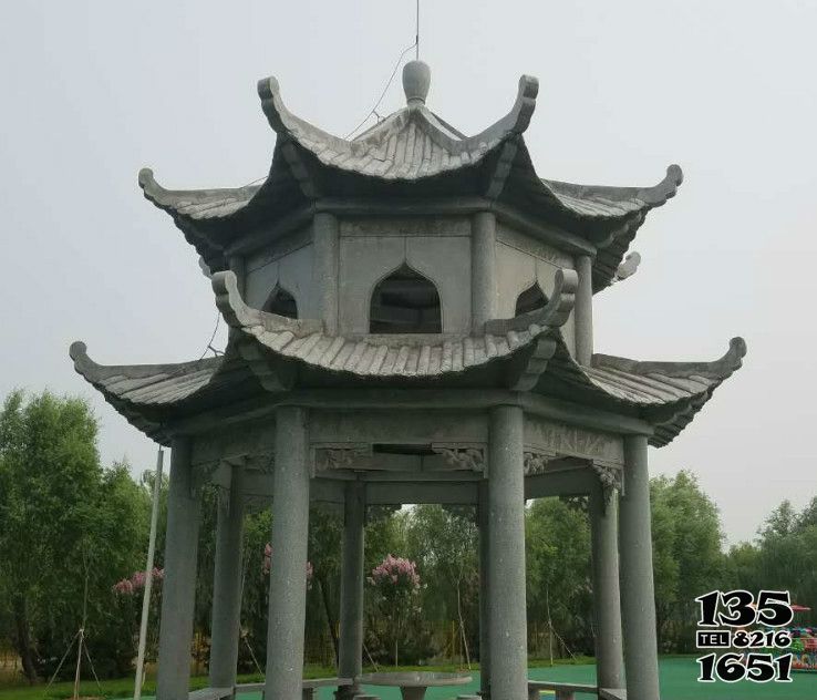 涼亭雕塑-游樂場景區擺放大型青石仿古建休息區涼亭雕塑 涼亭雕塑-游樂場景區擺放大型青石仿古建休息區涼亭雕塑高清圖片