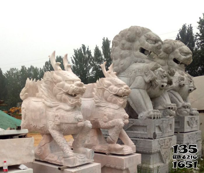 麒麟雕塑-別墅庭院鎮宅石雕大理石麒麟雕塑 麒麟雕塑-別墅庭院鎮宅石雕大理石麒麟雕塑高清圖片