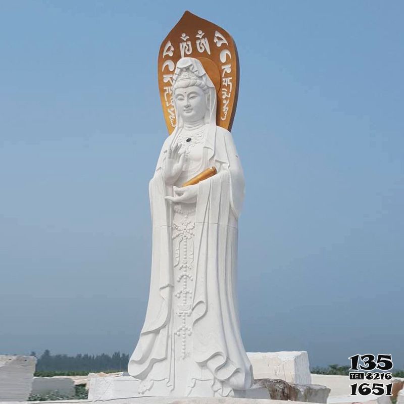 觀音雕塑-景點戶外大型漢白玉石雕觀音雕塑 觀音雕塑-景點戶外大型漢白玉石雕觀音雕塑高清圖片