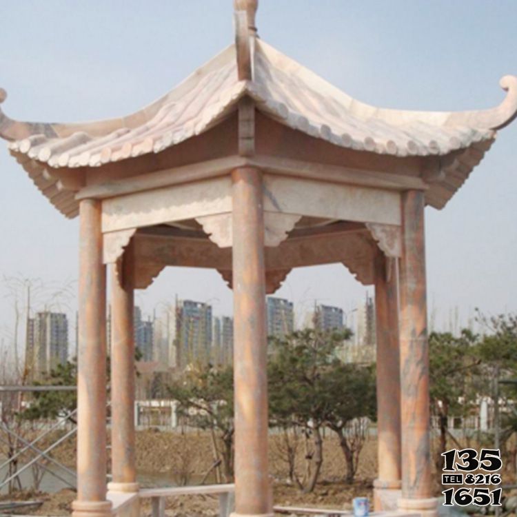 涼亭雕塑-城市公園戶外擺放大理石仿古建六角休閑涼亭雕塑 涼亭雕塑-城市公園戶外擺放大理石仿古建六角休閑涼亭雕塑高清圖片