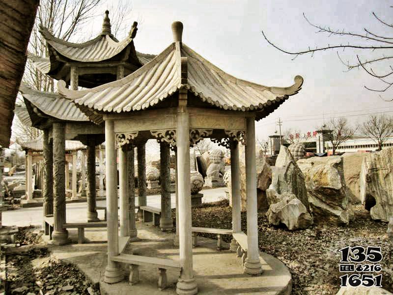 涼亭雕塑-戶外園林擺放小型仿古建涼亭休息座椅雕塑 涼亭雕塑-戶外園林擺放小型仿古建涼亭休息座椅雕塑高清圖片