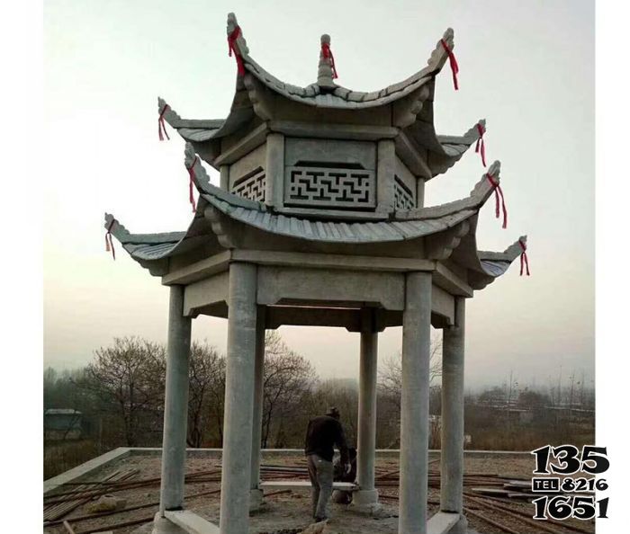 涼亭雕塑-中式庭院陽臺裝飾擺放雙層六角休閑涼亭雕塑 涼亭雕塑-中式庭院陽臺裝飾擺放雙層六角休閑涼亭雕塑高清圖片